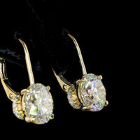 14K Yellow Gold Drop Earrings with Round Brilliant Cut Lab Diamonds - 4.21 Carat Total Diamond Weight - Covaloro Fine Jewelry