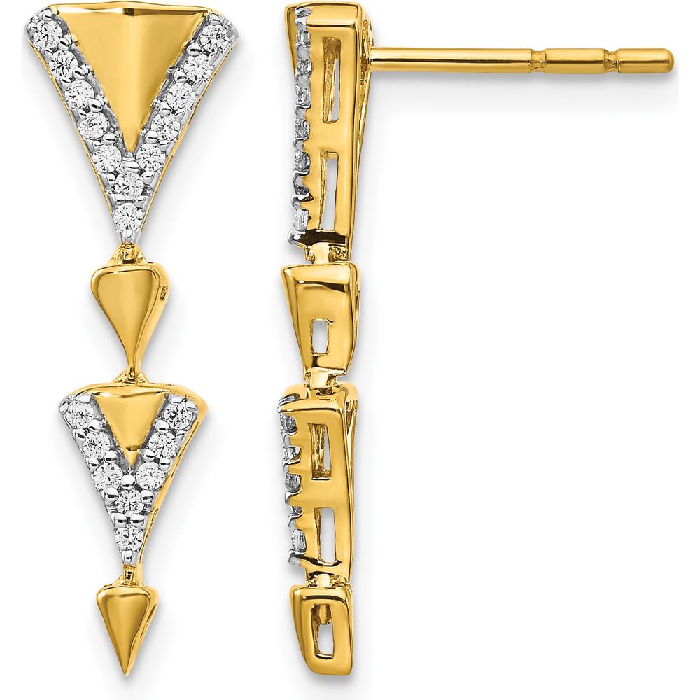 14K Yellow Gold Drop Earrings with Round Diamond Accents - 0.20 Carats Total Diamond Weight by Monteluci Fine Jewelry
