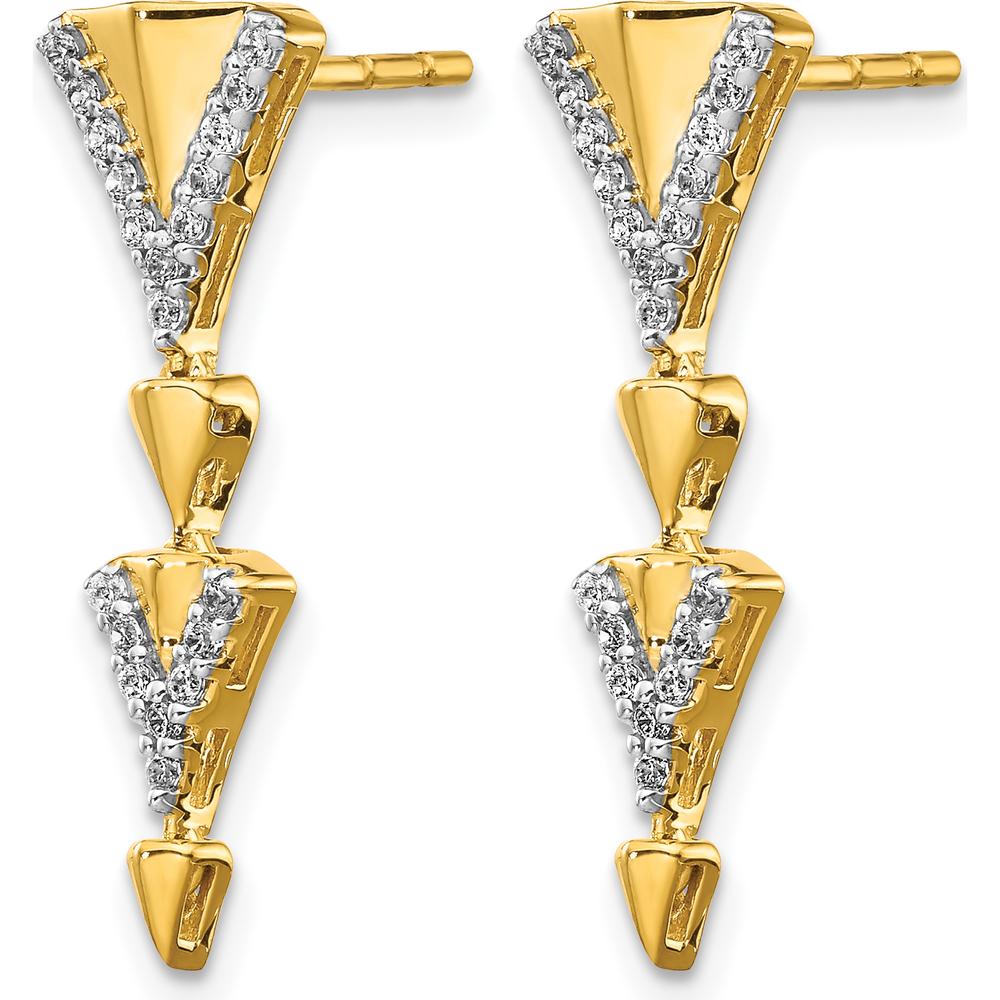 14K Yellow Gold Drop Earrings with Round Diamond Accents - 0.20 Carats Total Diamond Weight by Monteluci Fine Jewelry