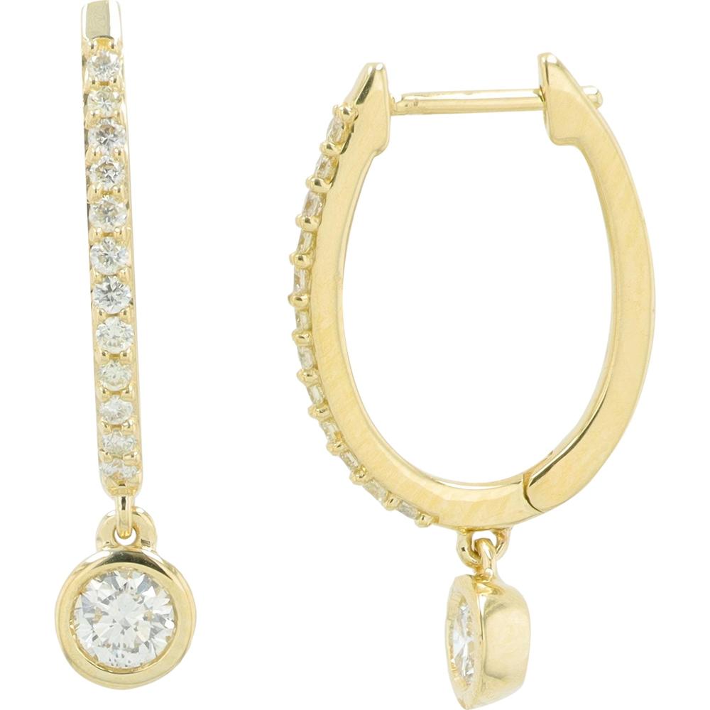 14K Yellow Gold Drop Earrings with Round Diamonds - 0.36 Carat Total Diamond Weight