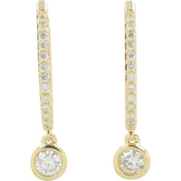14K Yellow Gold Drop Earrings with Round Diamonds - 0.36 Carat Total Diamond Weight