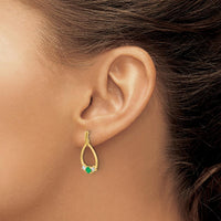 14K Yellow Gold Drop Earrings with Round Emeralds and White Sapphires - 0.26 Carat Total Emerald Weight, 0.15 Carat Total Sapphire Weight by Monteluci Fine Jewelry