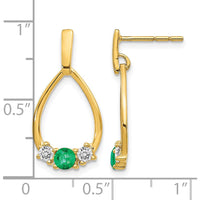 14K Yellow Gold Drop Earrings with Round Emeralds and White Sapphires - 0.26 Carat Total Emerald Weight, 0.15 Carat Total Sapphire Weight by Monteluci Fine Jewelry