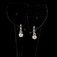 14K Yellow Gold Drop Earrings with Round Lab Grown Diamonds & Black Rhodium Prong Detail - 0.52 Carat Total Diamond Weight - Covaloro Fine Jewelry