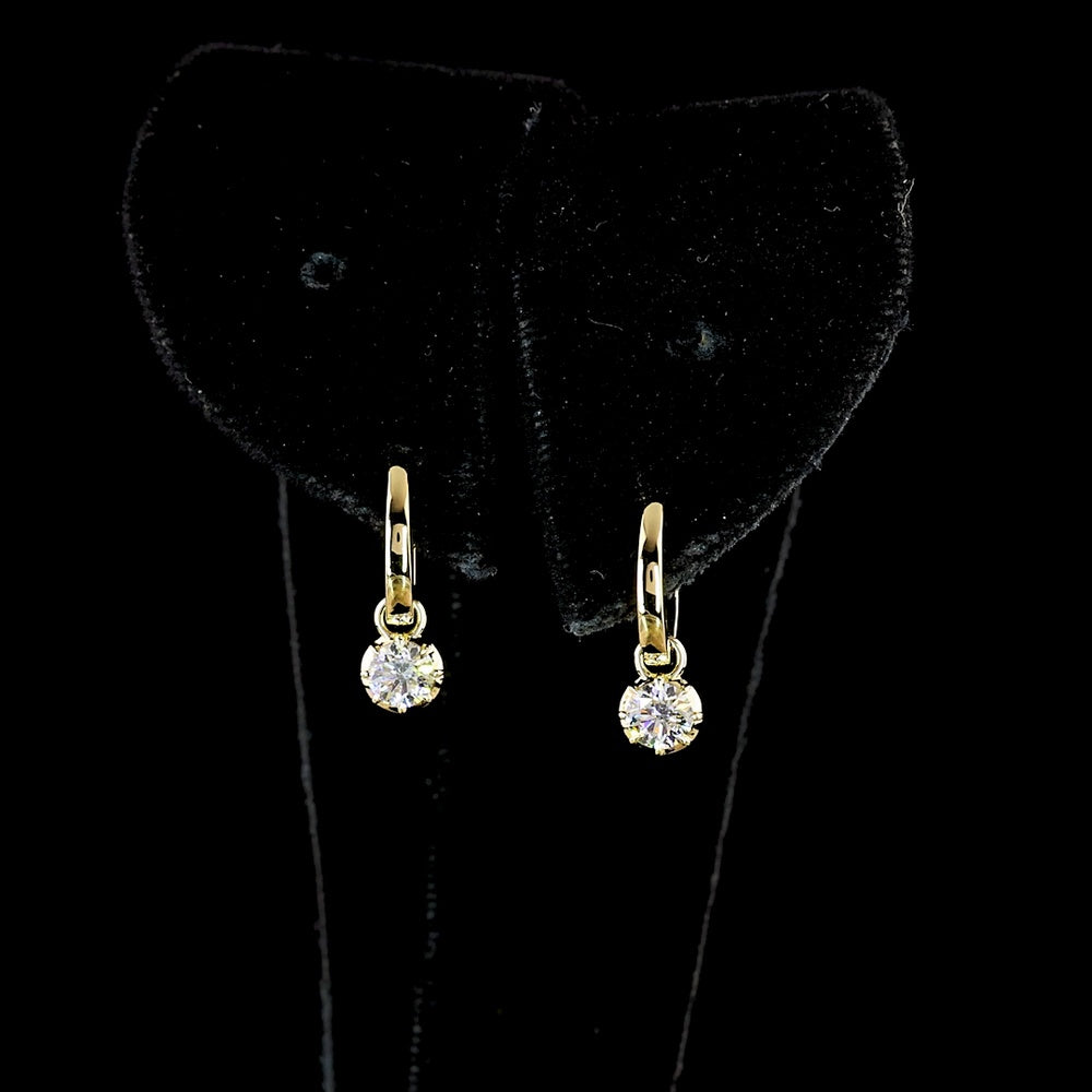 14K Yellow Gold Drop Earrings with Round Lab Grown Diamonds & Black Rhodium Prong Detail - 0.52 Carat Total Diamond Weight - Covaloro Fine Jewelry