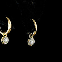14K Yellow Gold Drop Earrings with Round Lab Grown Diamonds & Black Rhodium Prong Detail - 0.52 Carat Total Diamond Weight - Covaloro Fine Jewelry