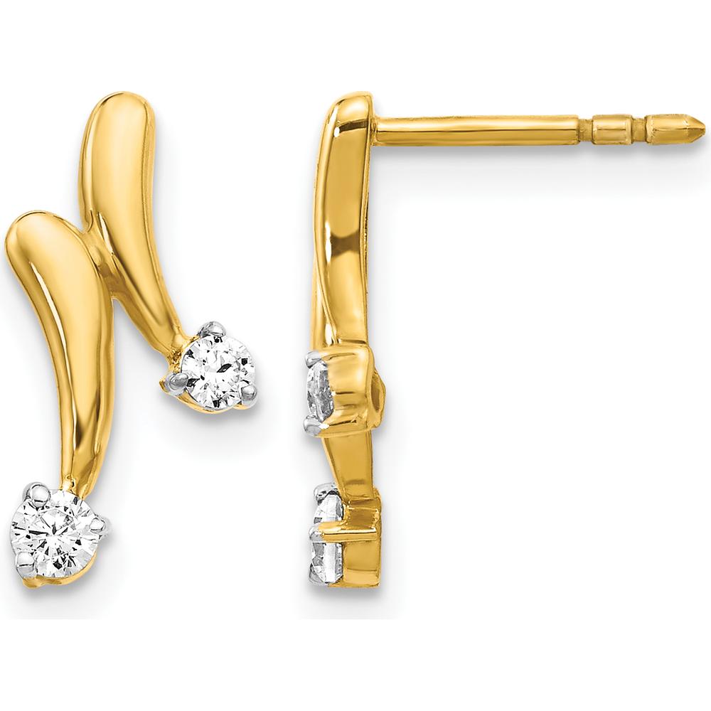 14K Yellow Gold Drop Earrings with Round Natural Diamonds - 0.10 Carat Total Diamond Weight by Monteluci Fine Jewelry