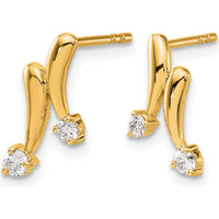 14K Yellow Gold Drop Earrings with Round Natural Diamonds - 0.10 Carat Total Diamond Weight by Monteluci Fine Jewelry