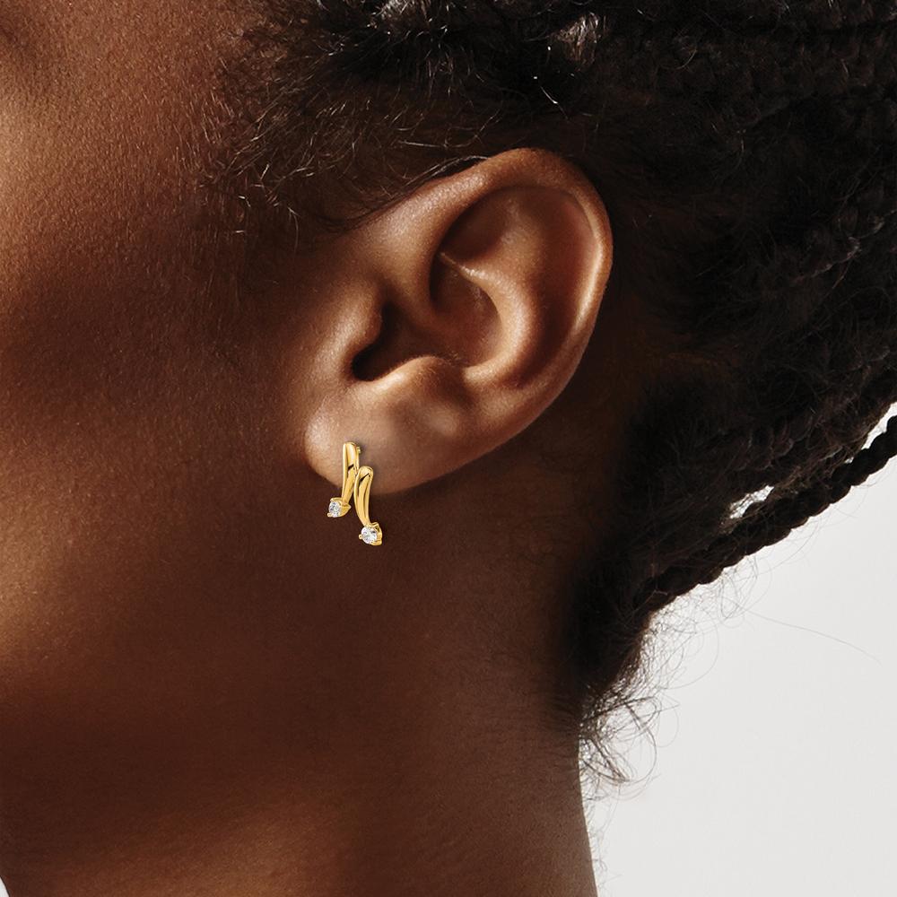14K Yellow Gold Drop Earrings with Round Natural Diamonds - 0.10 Carat Total Diamond Weight by Monteluci Fine Jewelry