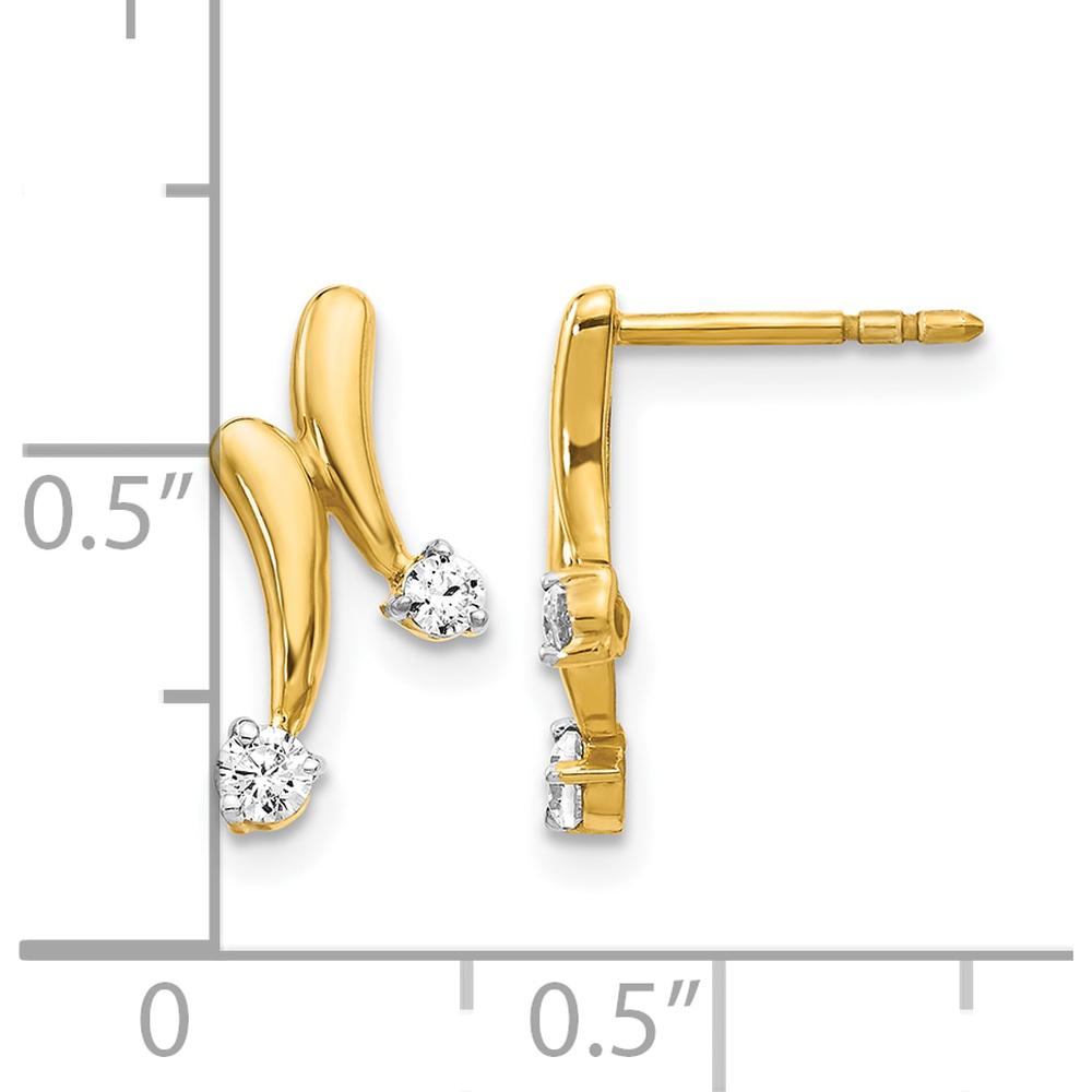 14K Yellow Gold Drop Earrings with Round Natural Diamonds - 0.10 Carat Total Diamond Weight by Monteluci Fine Jewelry