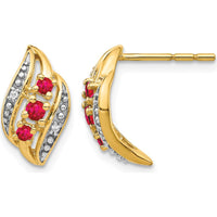 14K Yellow Gold Drop Earrings with Siam Rubies and Round Diamonds - 0.18 Carat Total Gemstone Weight by Monteluci Fine Jewelry