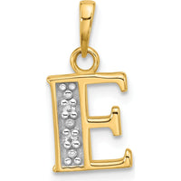 14K Yellow Gold "E" Initial Pendant with Round Diamonds - 0.01 Carat Total Diamond Weight by Oro Pregiato