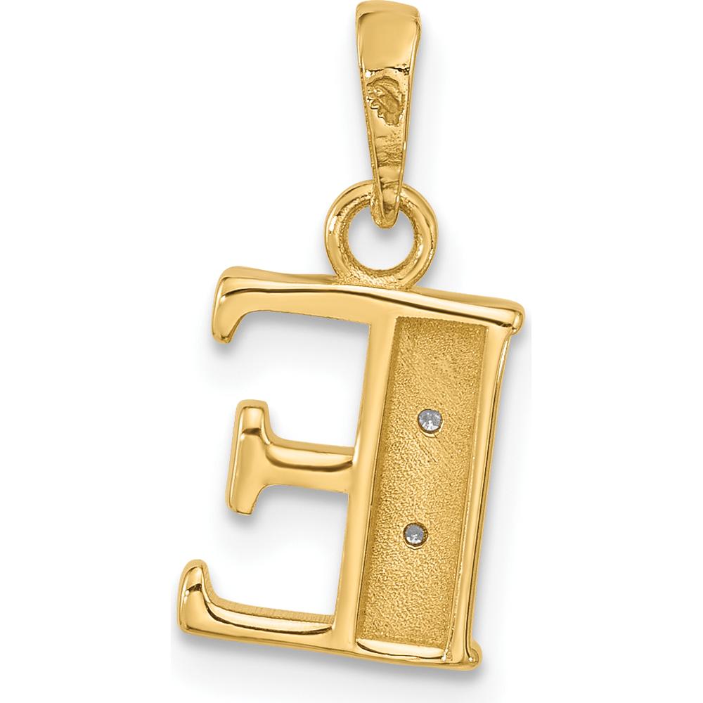 14K Yellow Gold "E" Initial Pendant with Round Diamonds - 0.01 Carat Total Diamond Weight by Oro Pregiato