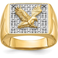 14K Yellow Gold Eagle Center Ring - Men's Bold Statement Design by IBGoodman