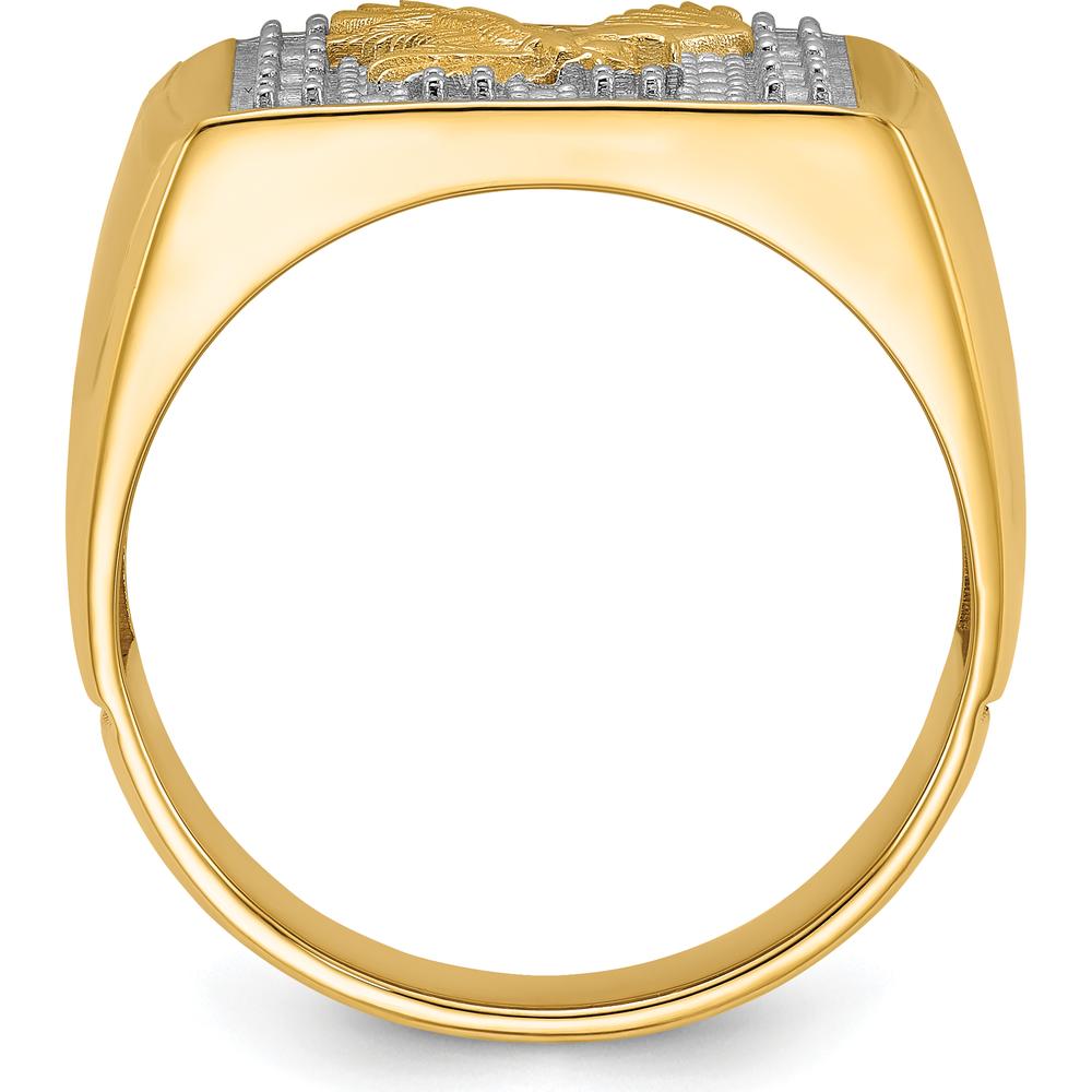 14K Yellow Gold Eagle Center Ring - Men's Bold Statement Design by IBGoodman