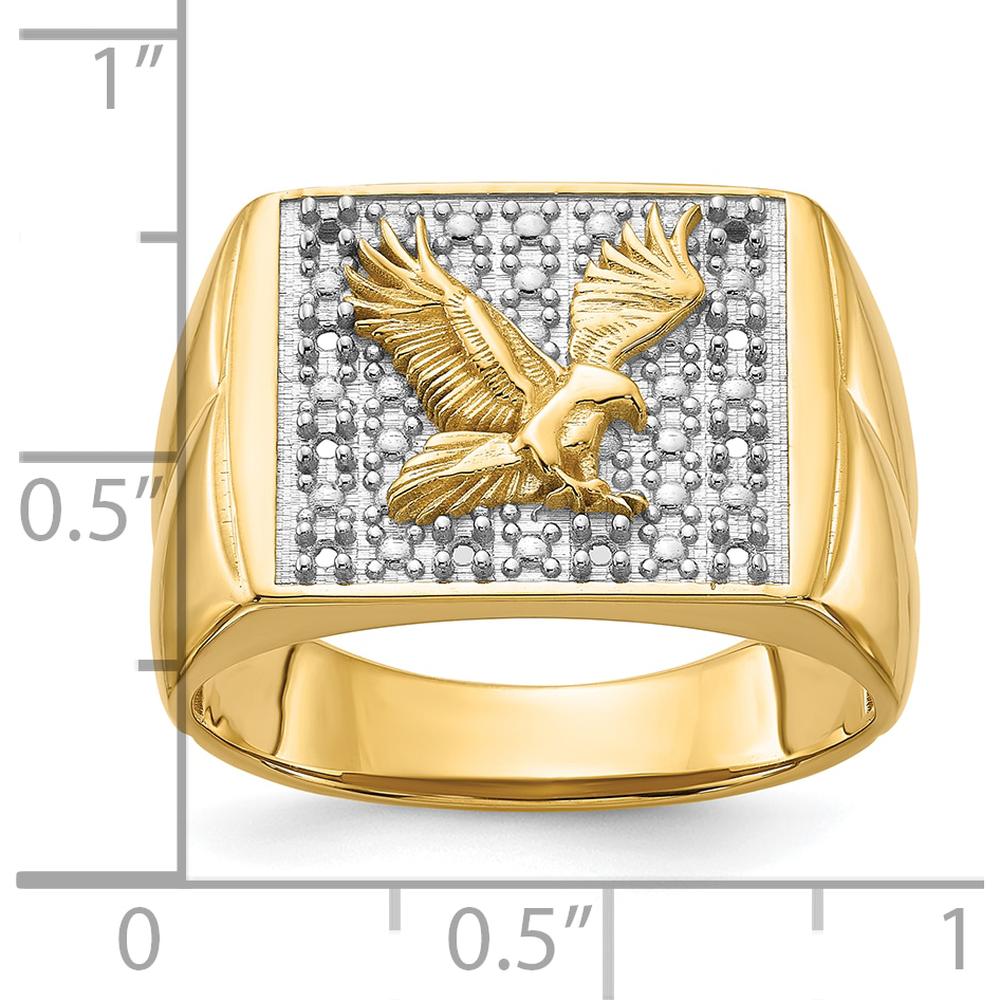 14K Yellow Gold Eagle Center Ring - Men's Bold Statement Design by IBGoodman