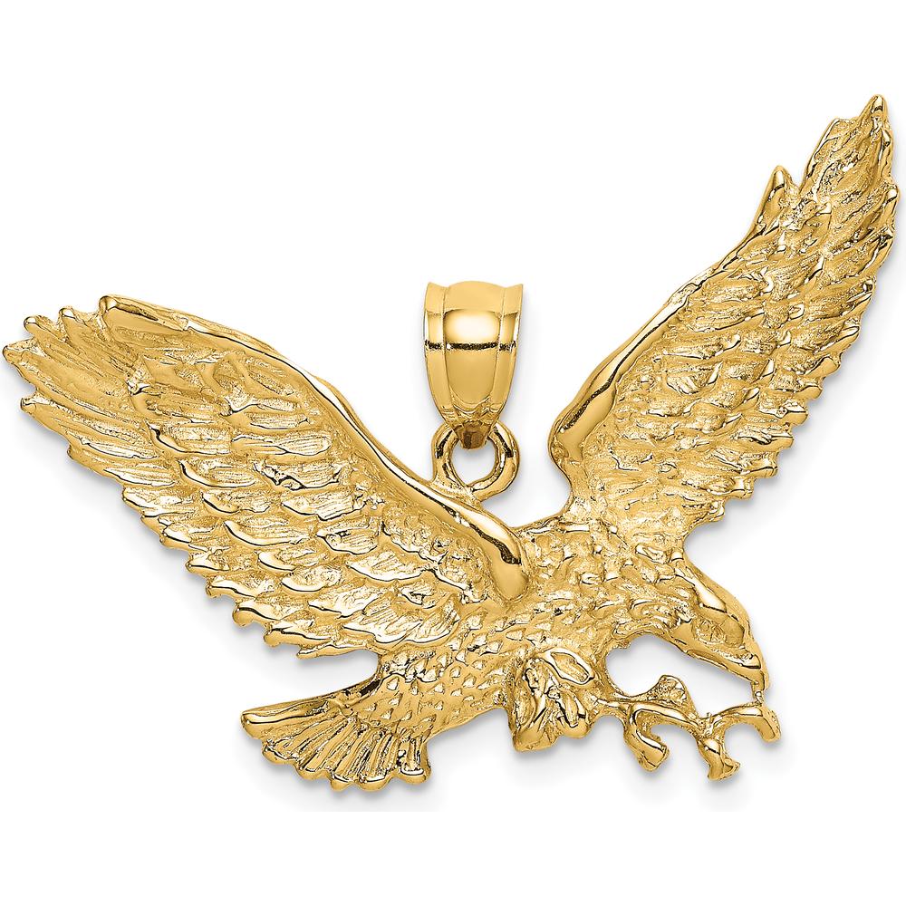 14K Yellow Gold Eagle Charm with Beak Touching Claws - Textured Design by Oro Pregiato
