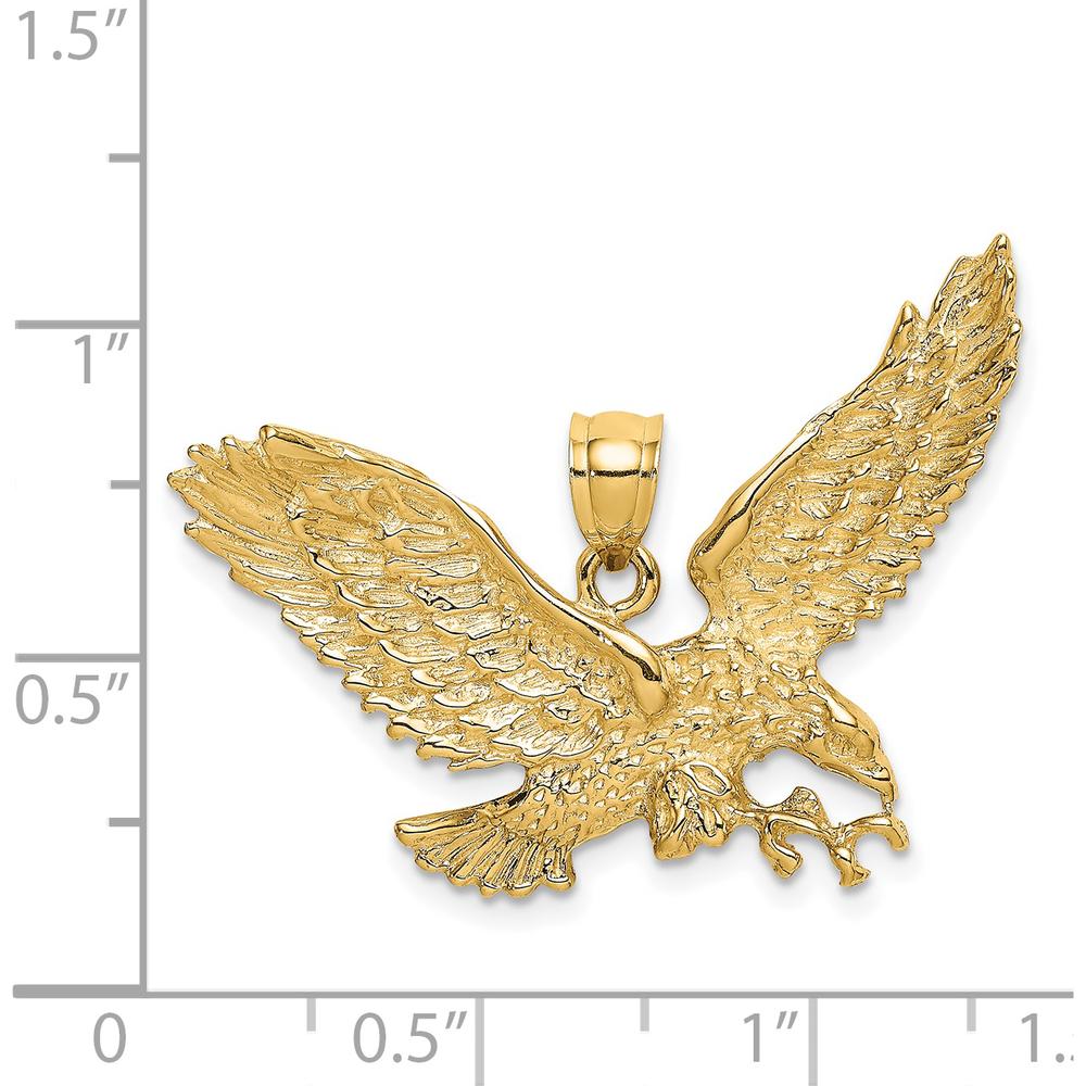 14K Yellow Gold Eagle Charm with Beak Touching Claws - Textured Design by Oro Pregiato