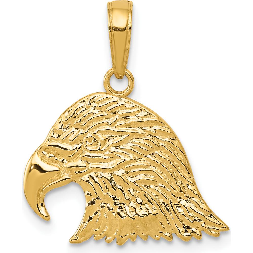 14K Yellow Gold Eagle Head Pendant with Textured Finish by Oro Pregiato
