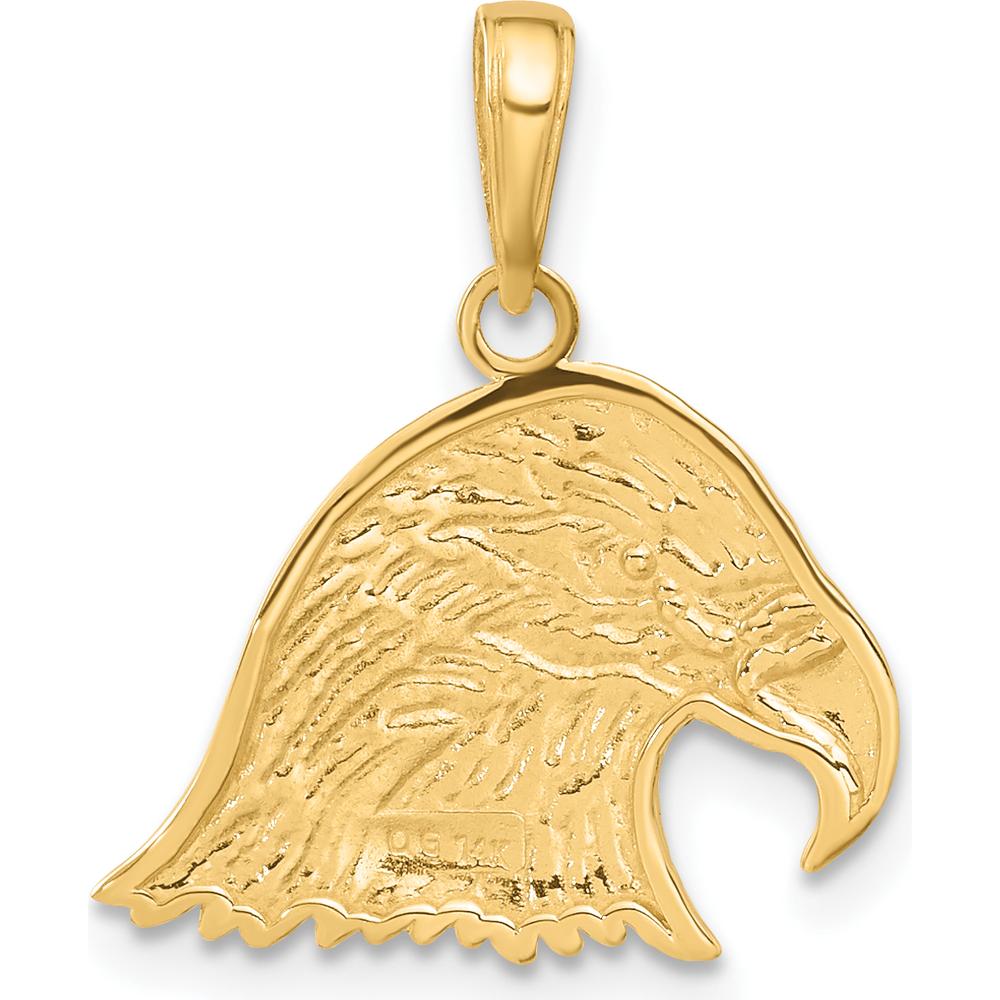 14K Yellow Gold Eagle Head Pendant with Textured Finish by Oro Pregiato