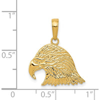 14K Yellow Gold Eagle Head Pendant with Textured Finish by Oro Pregiato