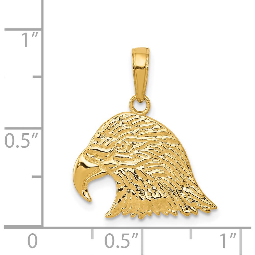 14K Yellow Gold Eagle Head Pendant with Textured Finish by Oro Pregiato