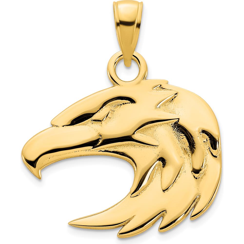14K Yellow Gold Eagle Pendant - Symbolic Wildlife Design with Polished Finish by Oro Pregiato