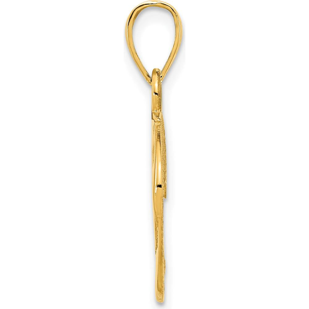 14K Yellow Gold Eagle Pendant - Symbolic Wildlife Design with Polished Finish by Oro Pregiato