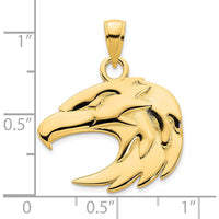 14K Yellow Gold Eagle Pendant - Symbolic Wildlife Design with Polished Finish by Oro Pregiato