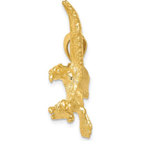 14K Yellow Gold Eagle Pendant - Textured Open Back Design by Oro Pregiato