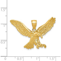 14K Yellow Gold Eagle Pendant - Textured Open Back Design by Oro Pregiato