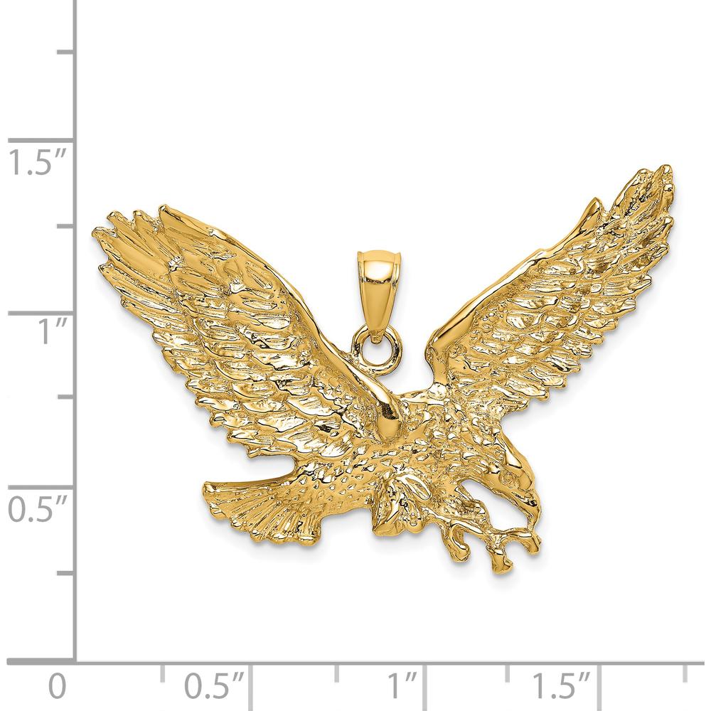 14K Yellow Gold Eagle Pendant with Beak and Claws - 40.2mm Length, 43.7mm Width by Oro Pregiato