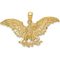 14K Yellow Gold Eagle with Wings Spread Charm - Textured Design 28.6mm by Oro Pregiato