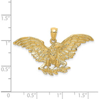 14K Yellow Gold Eagle with Wings Spread Charm - Textured Design 28.6mm by Oro Pregiato