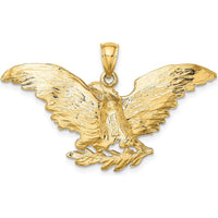 14K Yellow Gold Eagle with Wings Spread Charm - Textured Design 28.6mm by Oro Pregiato