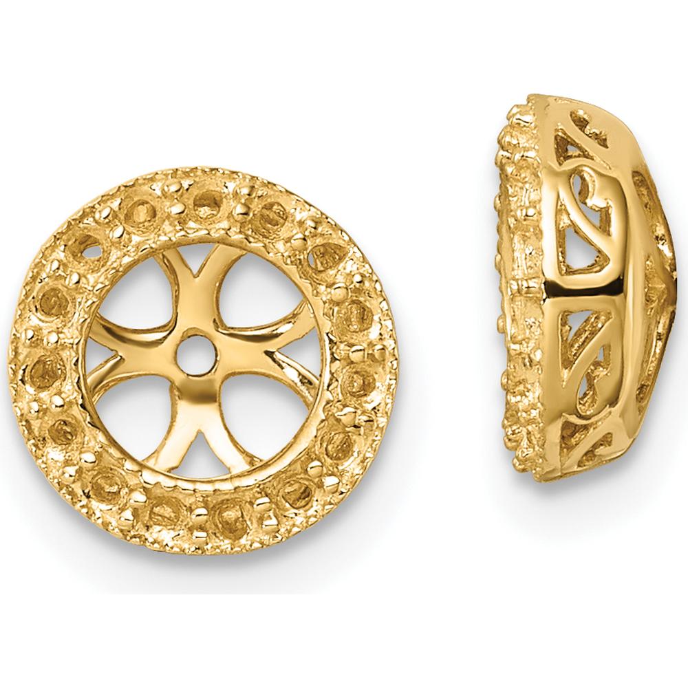 14K Yellow Gold Earring Jacket Mountings with 30 Round Diamonds - 1.3mm Each by Oro Pregiato