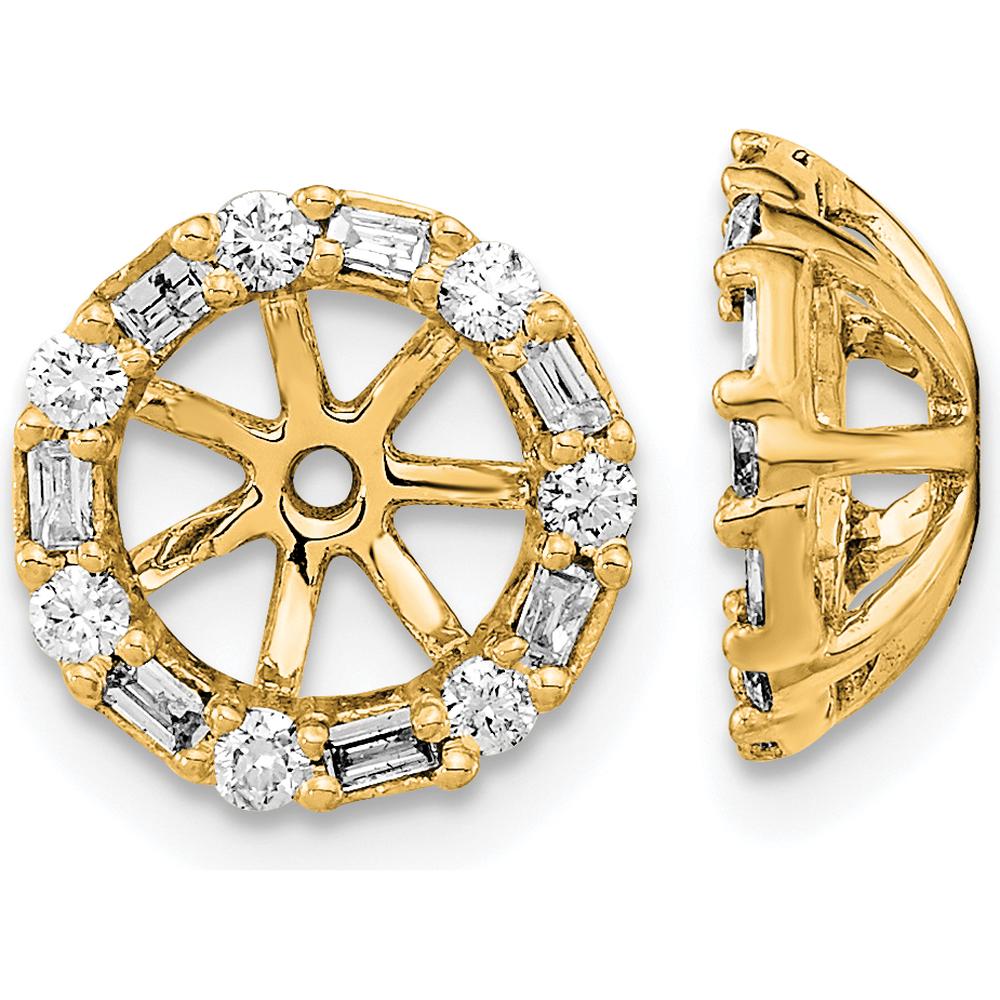 14K Yellow Gold Earring Jackets with Round and Baguette Diamonds - 0.0525 Carat Total Diamond Weight by Oro Pregiato