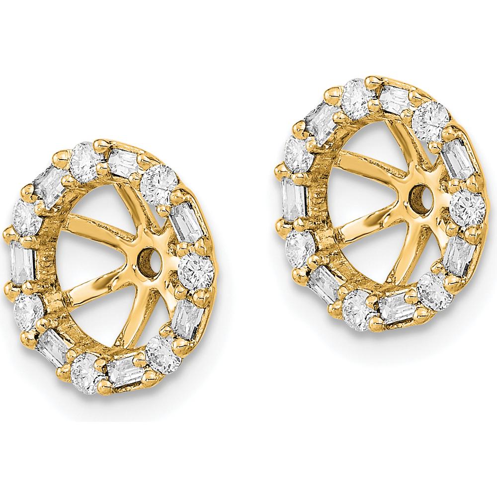 14K Yellow Gold Earring Jackets with Round and Baguette Diamonds - 0.0525 Carat Total Diamond Weight by Oro Pregiato