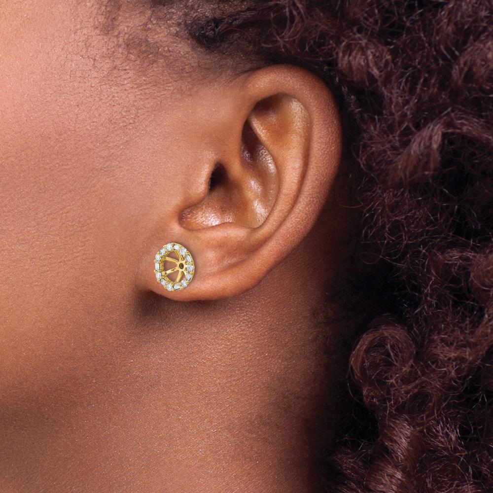 14K Yellow Gold Earring Jackets with Round and Baguette Diamonds - 0.0525 Carat Total Diamond Weight by Oro Pregiato