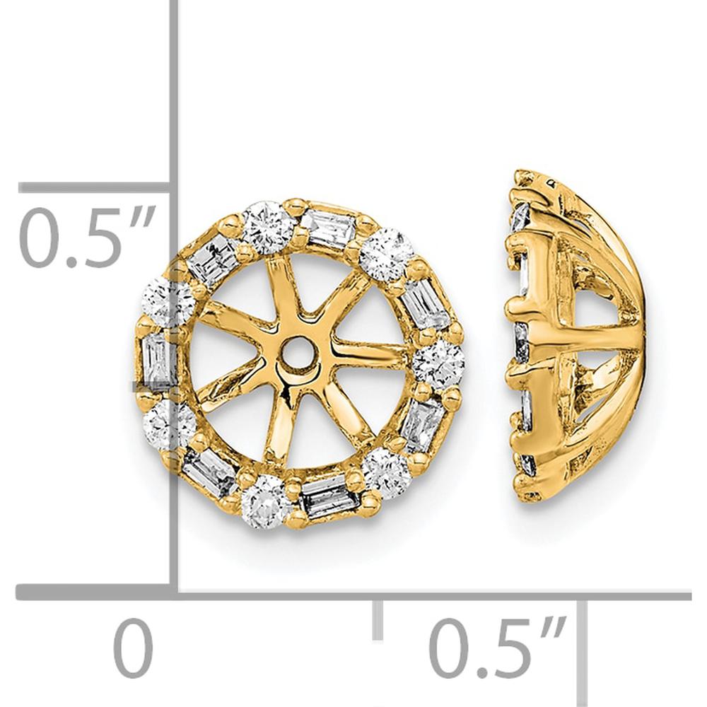 14K Yellow Gold Earring Jackets with Round and Baguette Diamonds - 0.0525 Carat Total Diamond Weight by Oro Pregiato