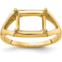 14K Yellow Gold East-West 9x7mm Emerald-Cut Ring Mounting by Monteluci Fine Jewelry