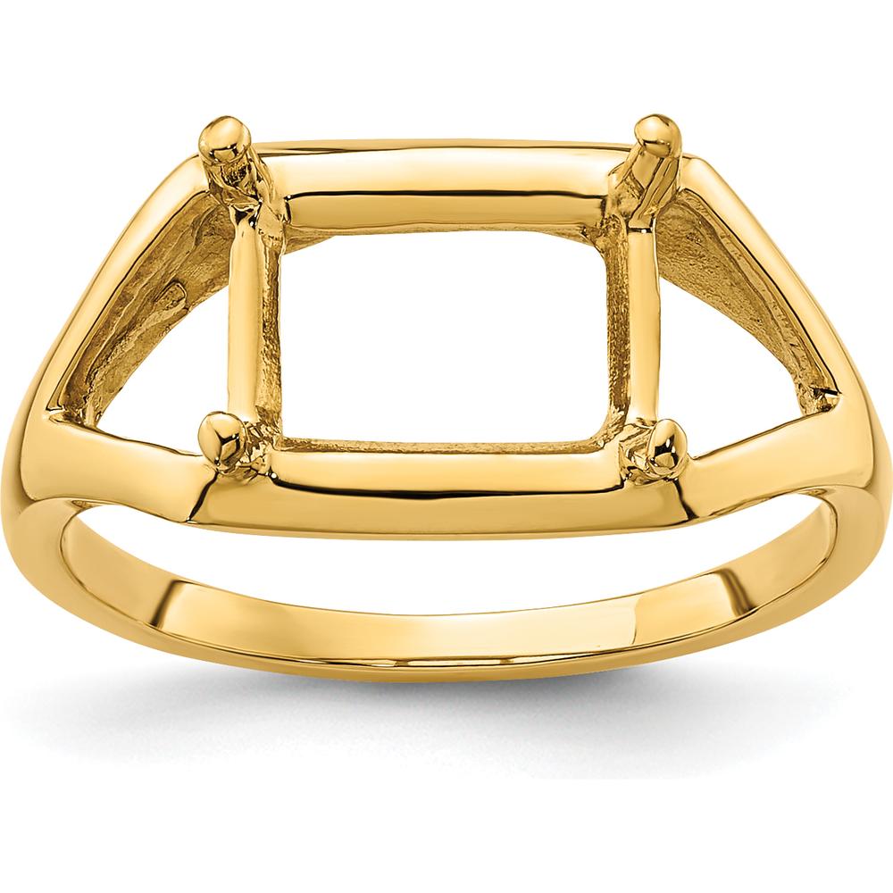 14K Yellow Gold East-West 9x7mm Emerald-Cut Ring Mounting by Monteluci Fine Jewelry