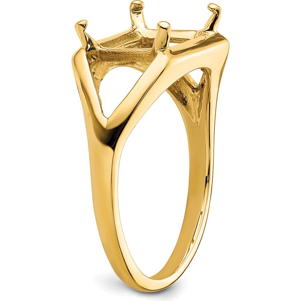 14K Yellow Gold East-West 9x7mm Emerald-Cut Ring Mounting by Monteluci Fine Jewelry