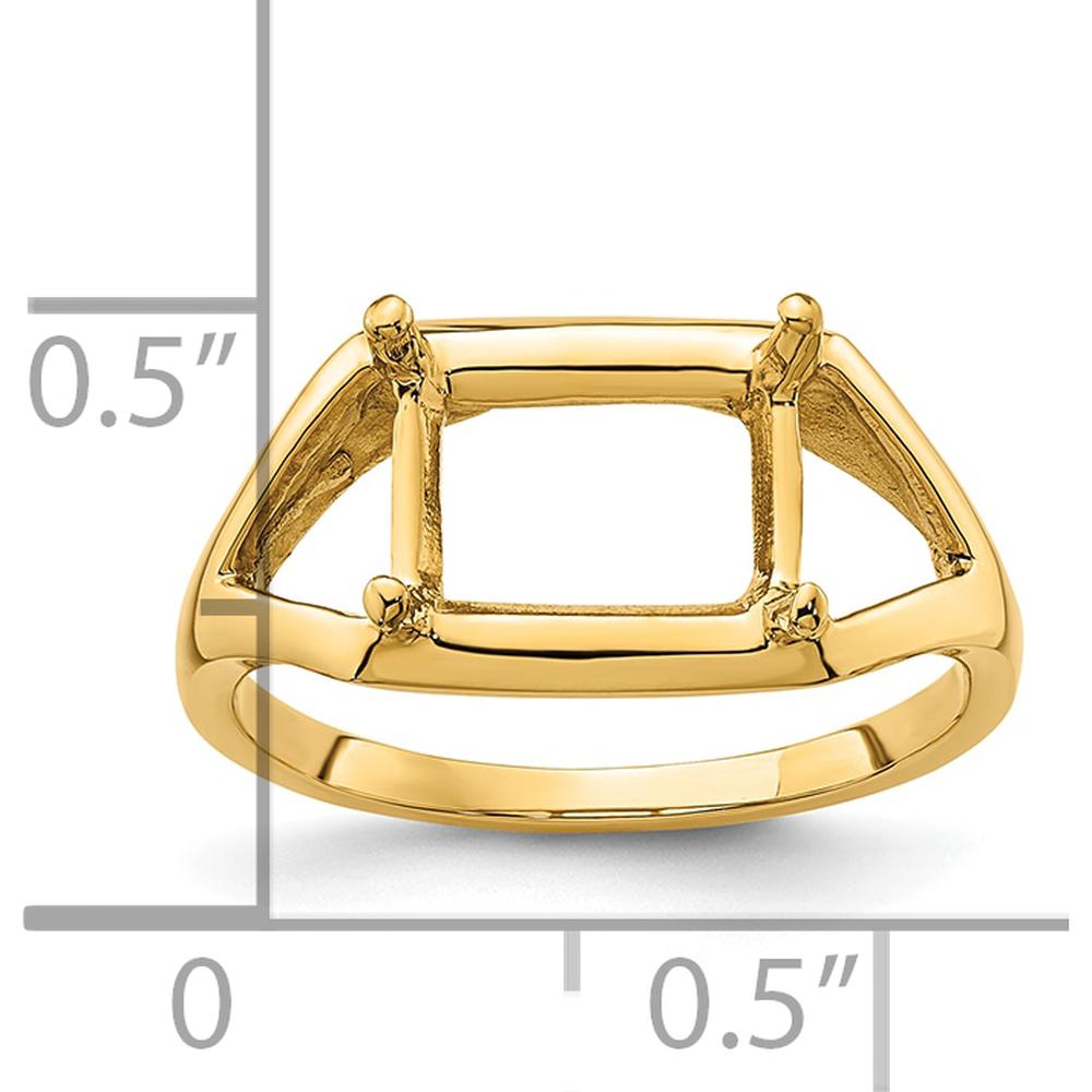14K Yellow Gold East-West 9x7mm Emerald-Cut Ring Mounting by Monteluci Fine Jewelry