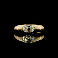 14K Yellow Gold East-West Antique Cushion Cut Lab Diamond Solitaire Ring with Hidden Brilliant Accent - 1.29 Carat Total Diamond Weight - Covaloro Fine Jewelry