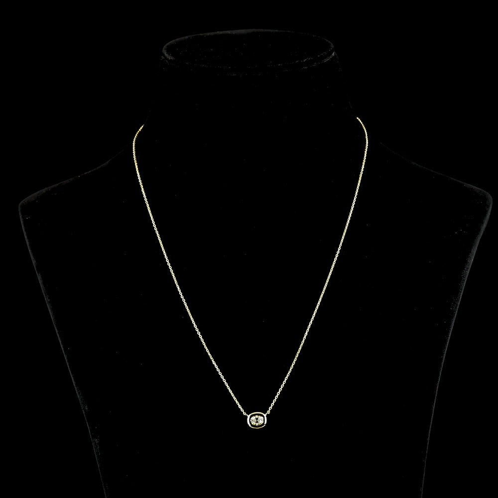 14K Yellow Gold East-West Antique Cushion Lab Diamond Solitaire Pendant - 0.25 Carat Total Weight, E-F VVS2 - Covaloro Fine Jewelry