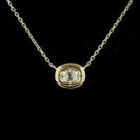 14K Yellow Gold East-West Antique Cushion Lab Diamond Solitaire Pendant - 0.25 Carat Total Weight, E-F VVS2 - Covaloro Fine Jewelry