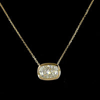 14K Yellow Gold East-West Bezel Set Cushion Brilliant Cut Lab Diamond Solitaire Pendant - 2.63 Carat Total Weight, E-F Color, VVS2 Clarity, IGI Certified - Covaloro Fine Jewelry