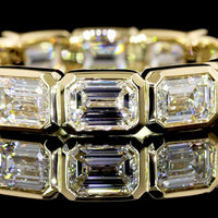 14K Yellow Gold East-West Bezel Set Emerald Cut Lab Diamond Eternity Band - 2.98 Carat Total Weight - Covaloro Fine Jewelry