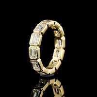 14K Yellow Gold East-West Bezel Set Emerald Cut Lab Diamond Eternity Band - 2.98 Carat Total Weight - Covaloro Fine Jewelry